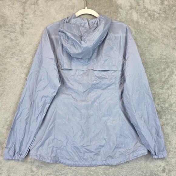 Eddie Bauer Jacket Womens Medium Light Blue Hooded Windbreaker Rain Shell Coat - Picture 7 of 15
